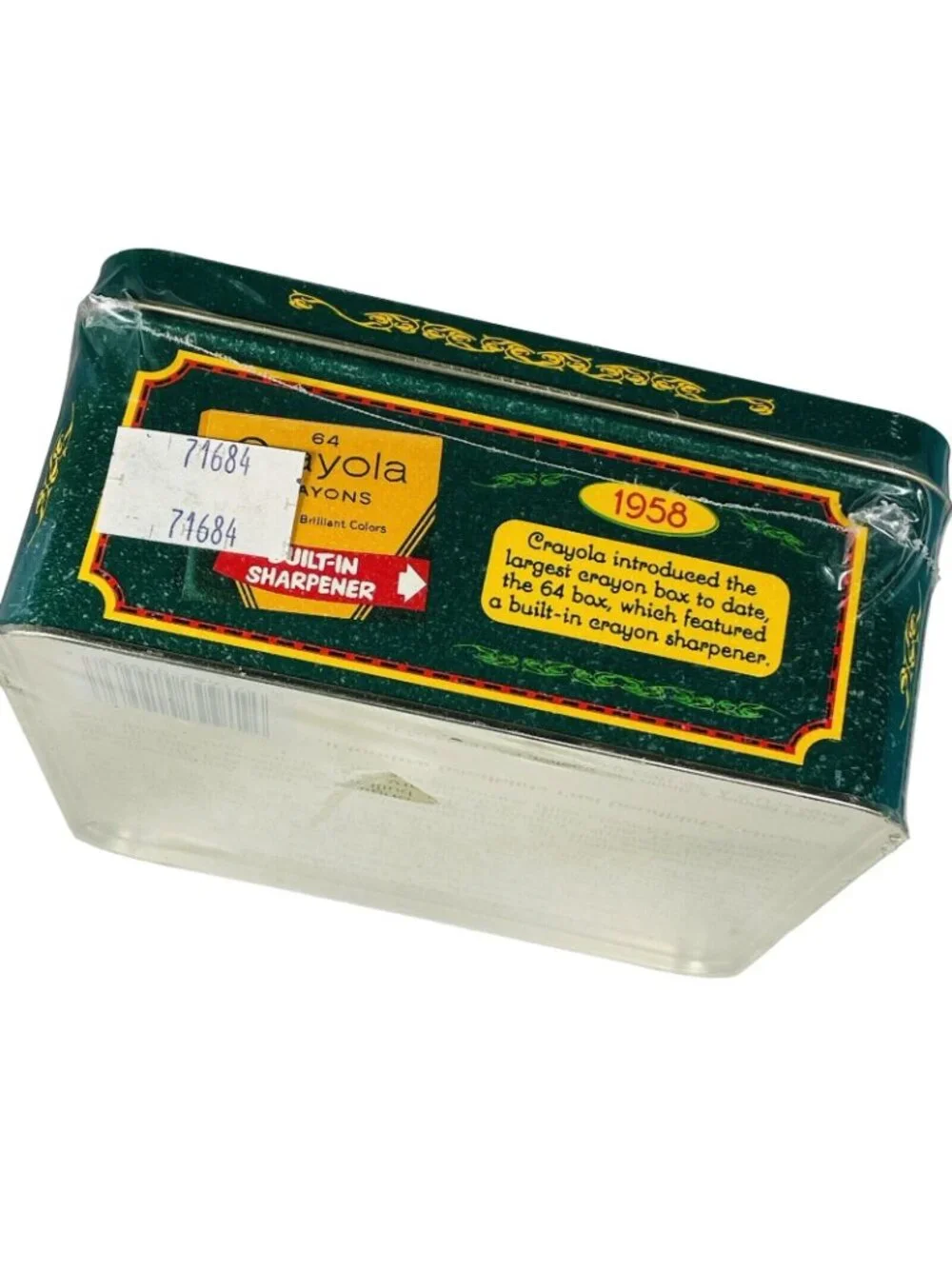 Crayola 90th Anniversary Green Tin and Box Of 64 Crayons With Sharper Vintage